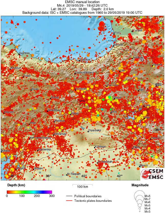 regional depth historical seismicity