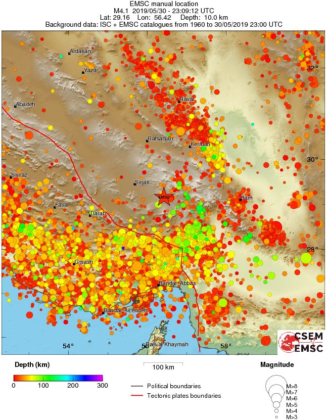 regional depth historical seismicity