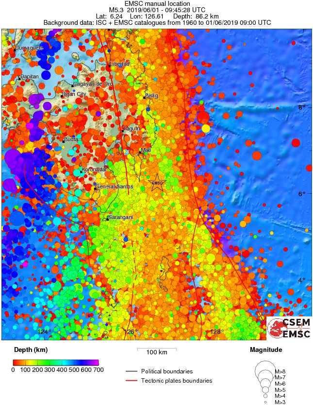 regional depth historical seismicity