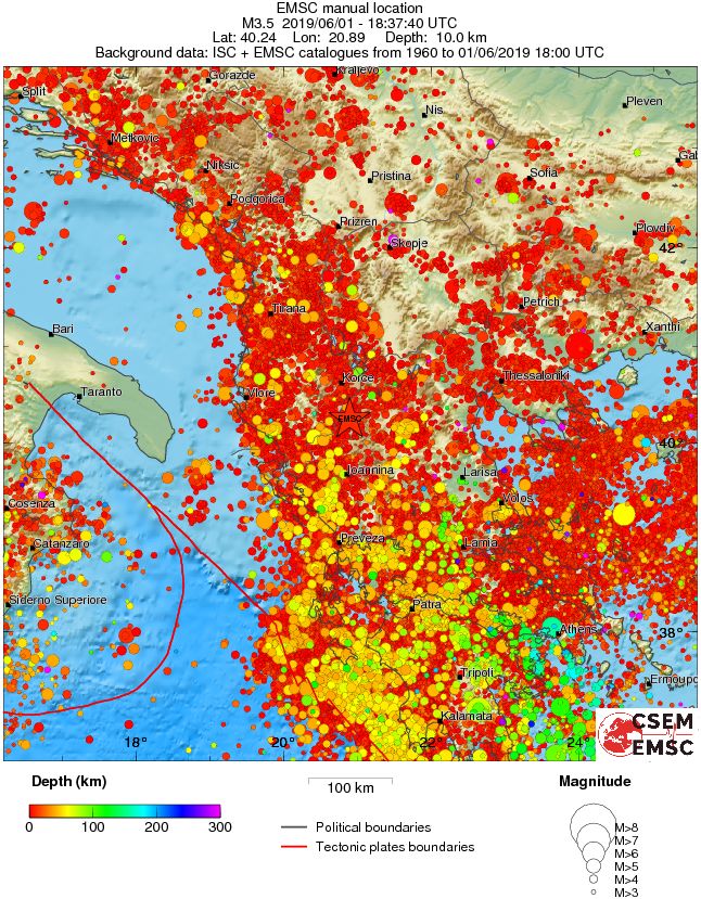 regional depth historical seismicity