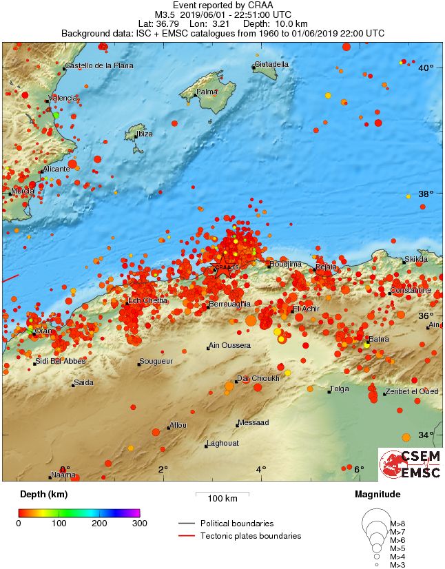 regional depth historical seismicity