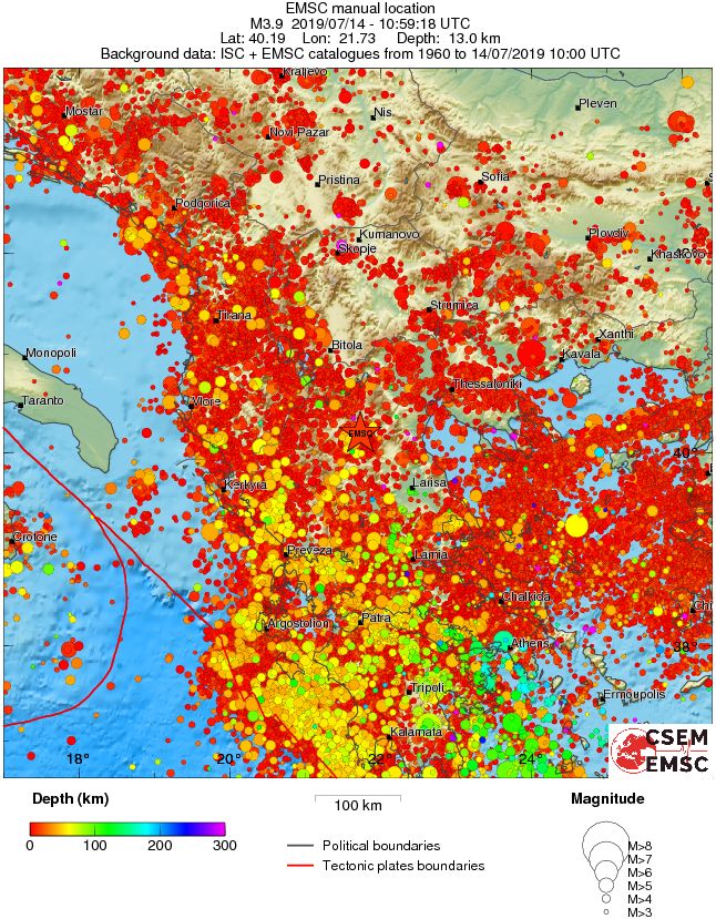 regional depth historical seismicity