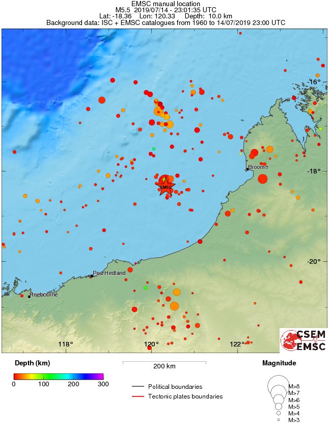 regional depth historical seismicity