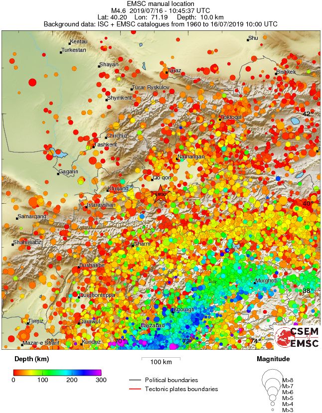 regional depth historical seismicity