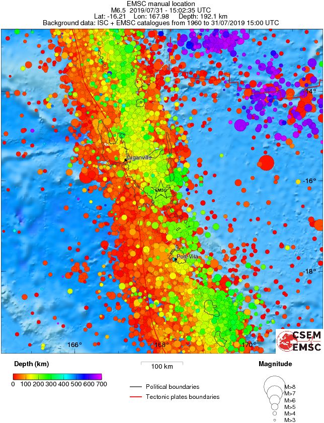 regional depth historical seismicity