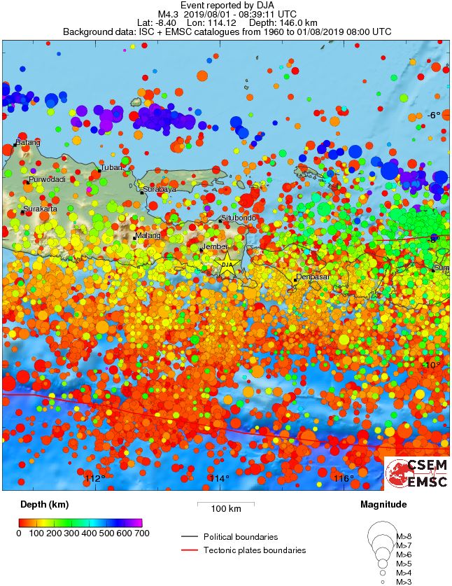 regional depth historical seismicity