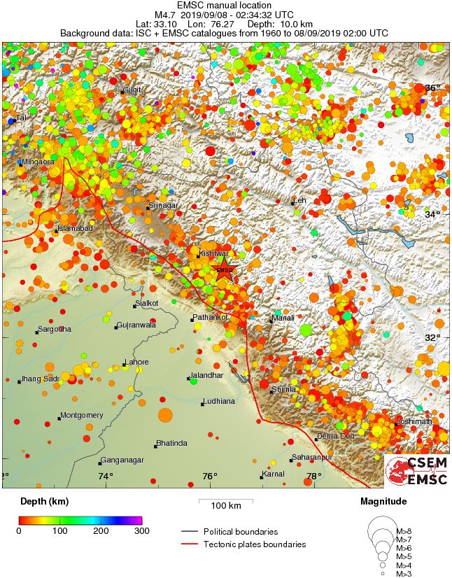 regional depth historical seismicity