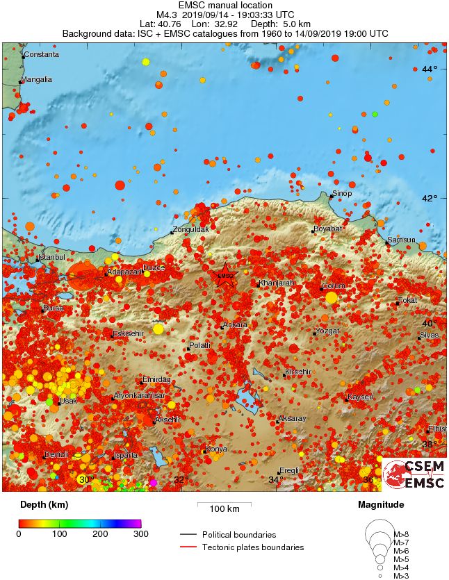 regional depth historical seismicity