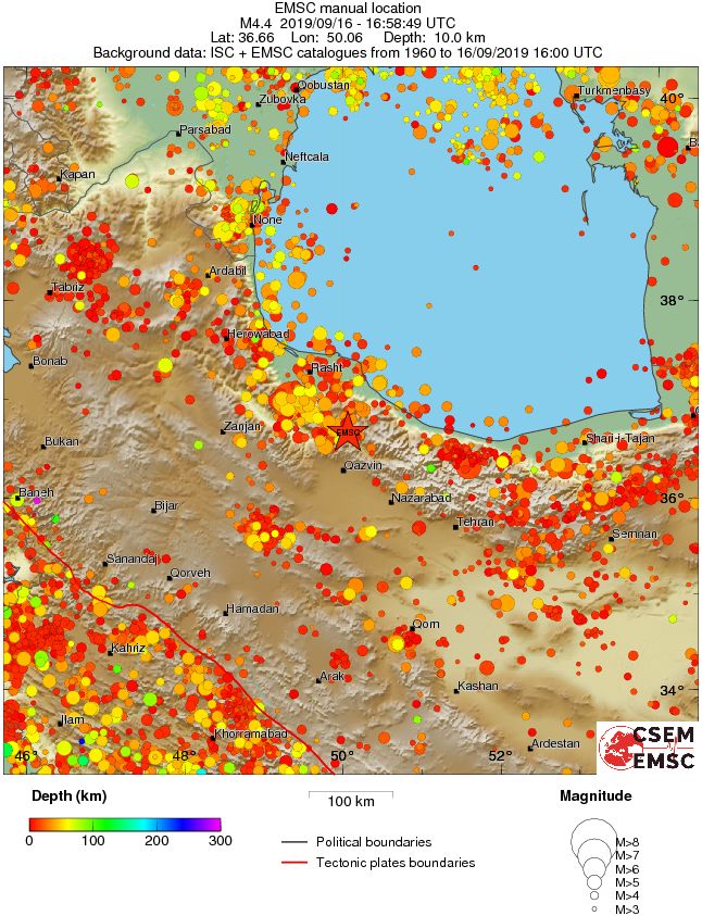 regional depth historical seismicity