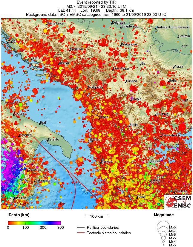 regional depth historical seismicity