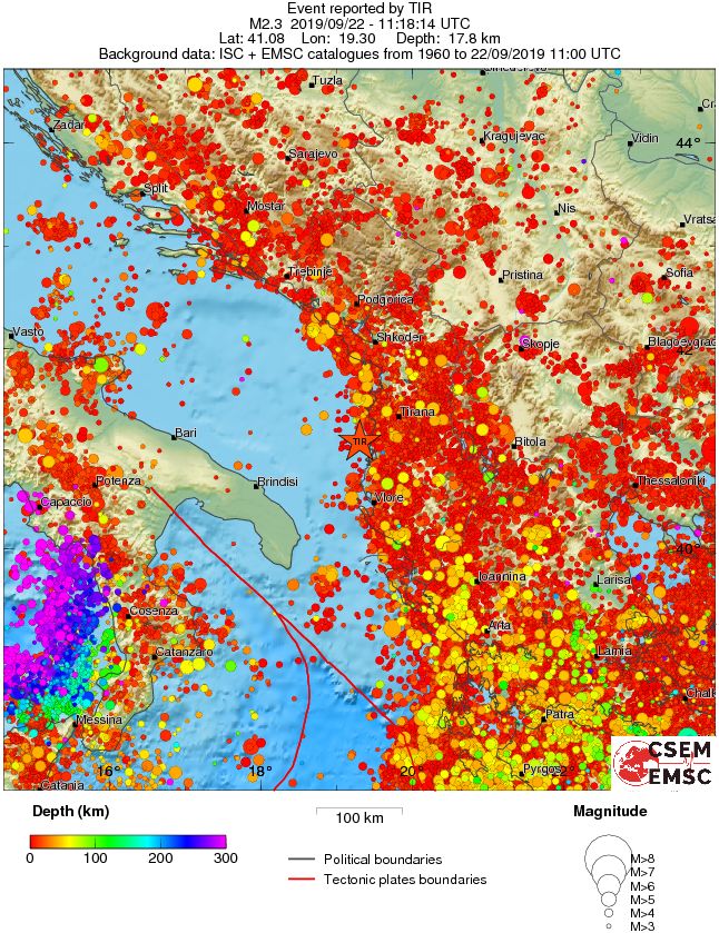 regional depth historical seismicity