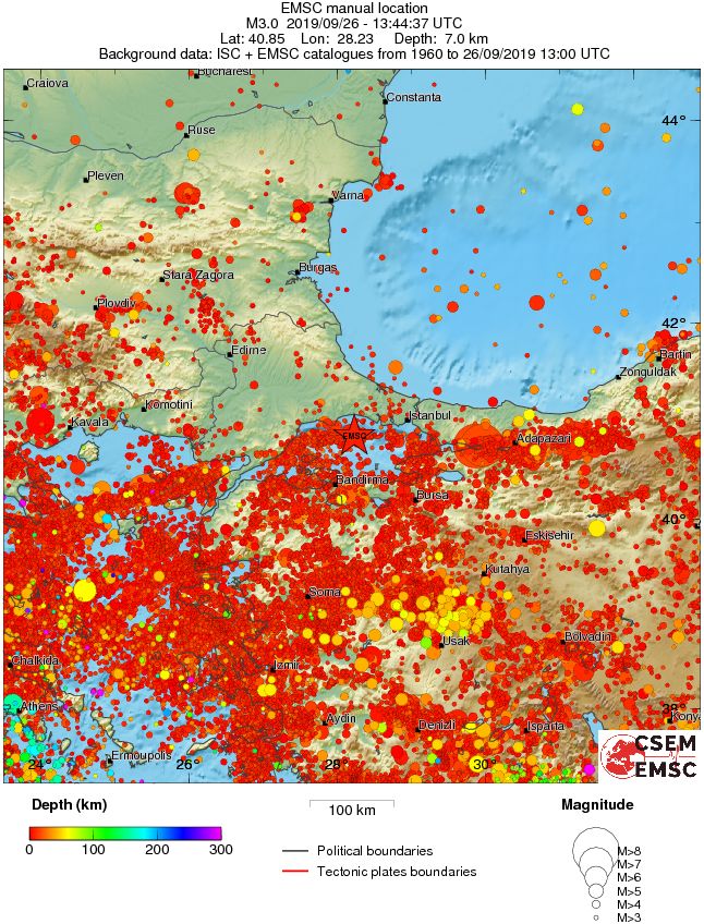 regional depth historical seismicity
