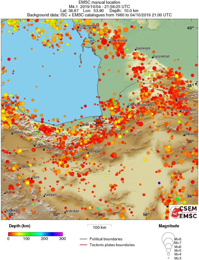 regional depth historical seismicity