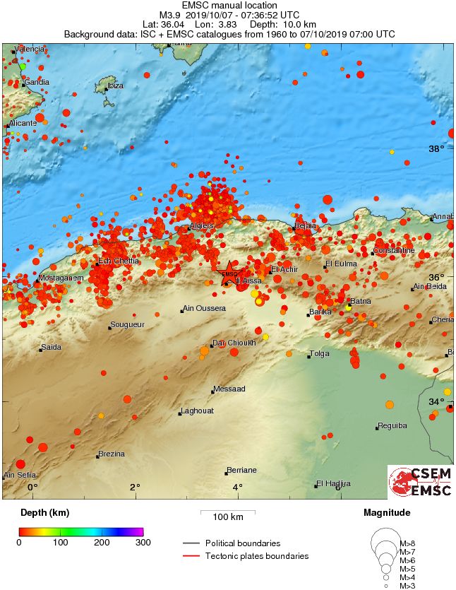 regional depth historical seismicity
