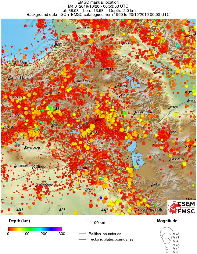 regional depth historical seismicity