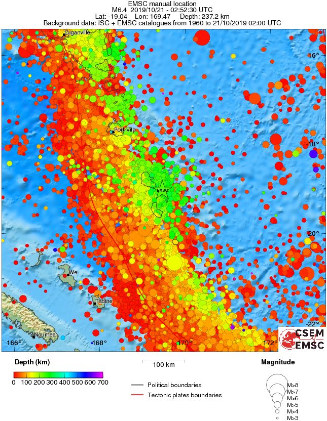 regional depth historical seismicity