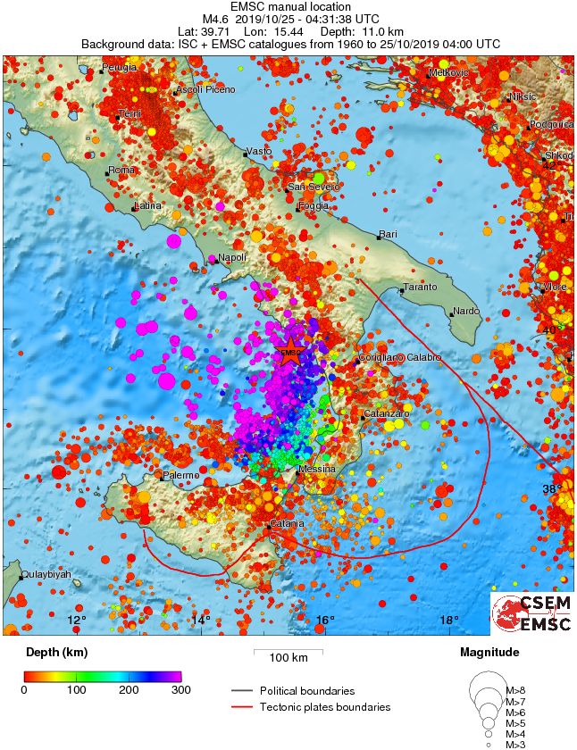 regional depth historical seismicity