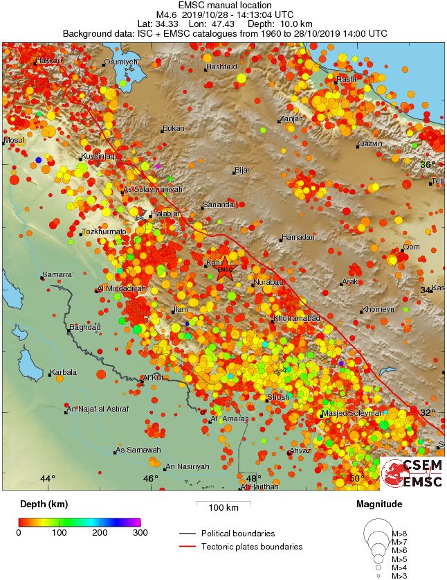 regional depth historical seismicity