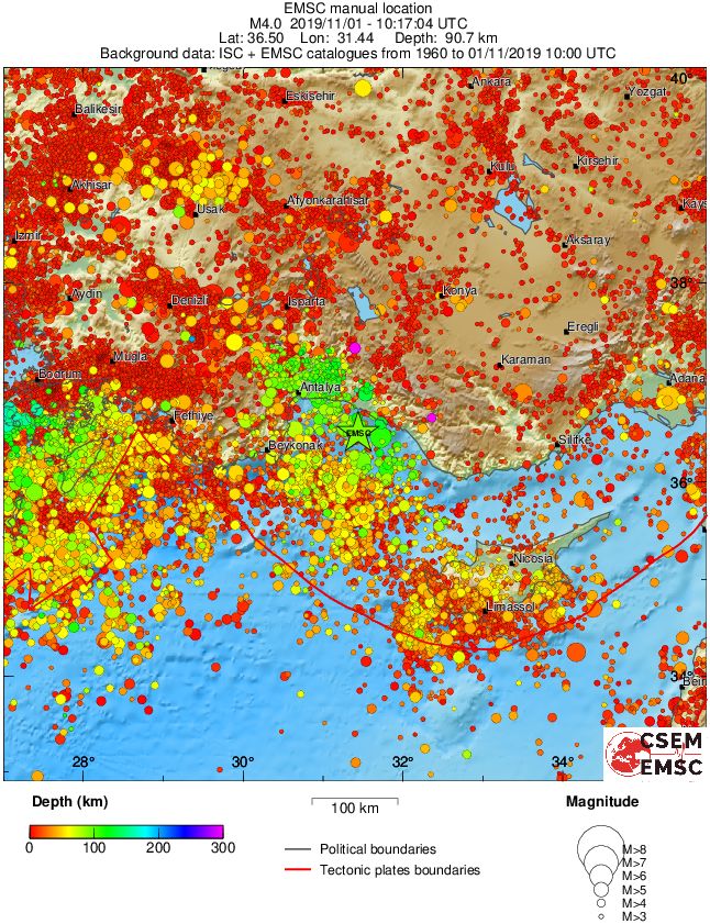 regional depth historical seismicity