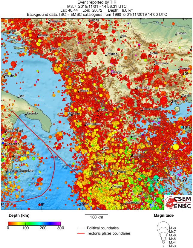 regional depth historical seismicity