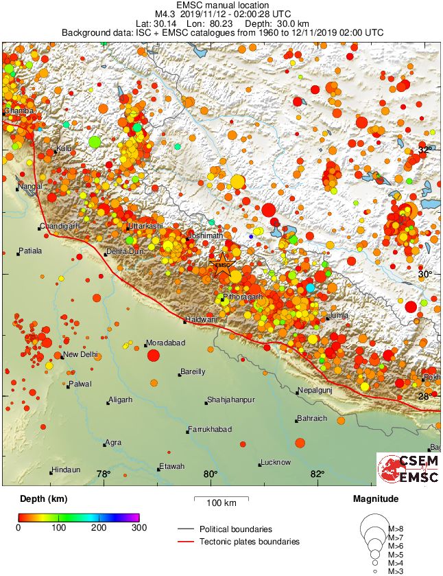 regional depth historical seismicity