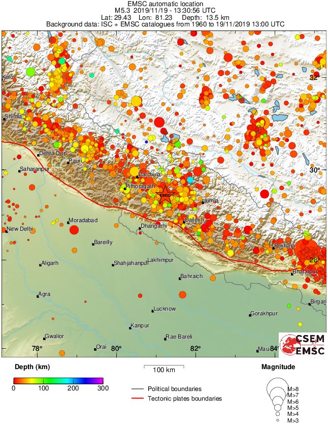 regional depth historical seismicity