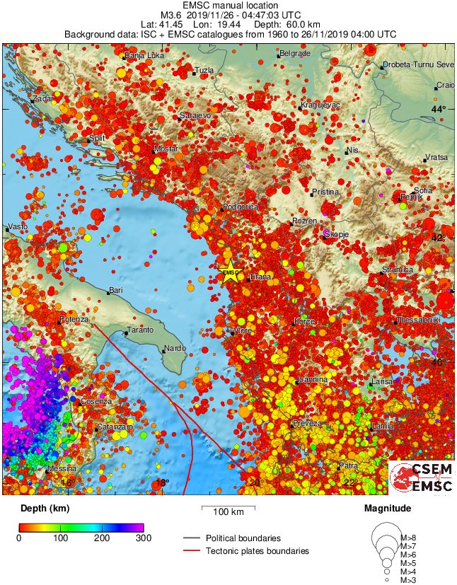 regional depth historical seismicity