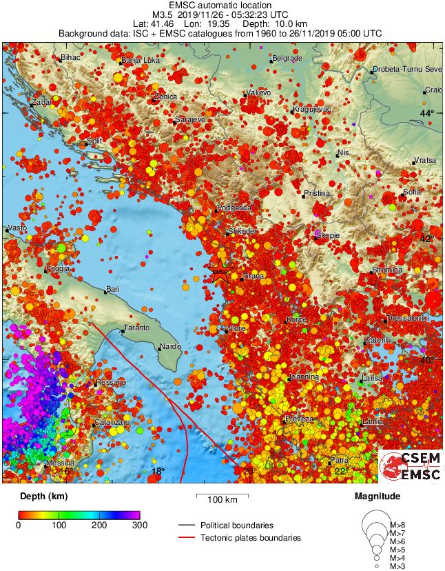 regional depth historical seismicity