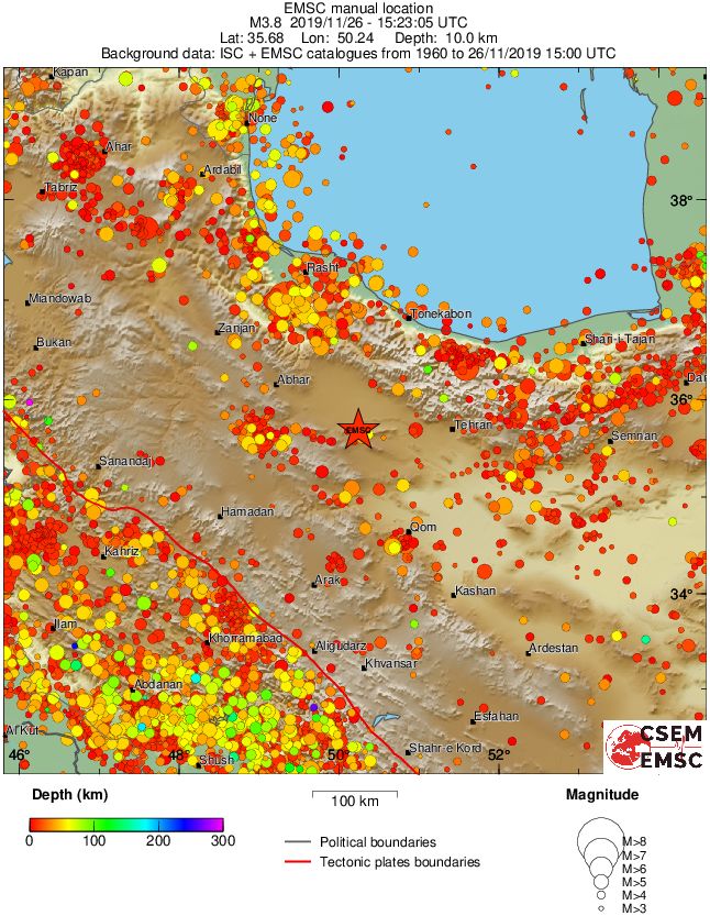 regional depth historical seismicity