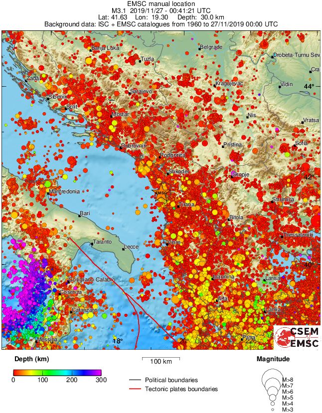 regional depth historical seismicity