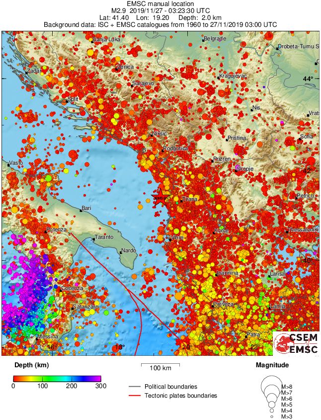regional depth historical seismicity