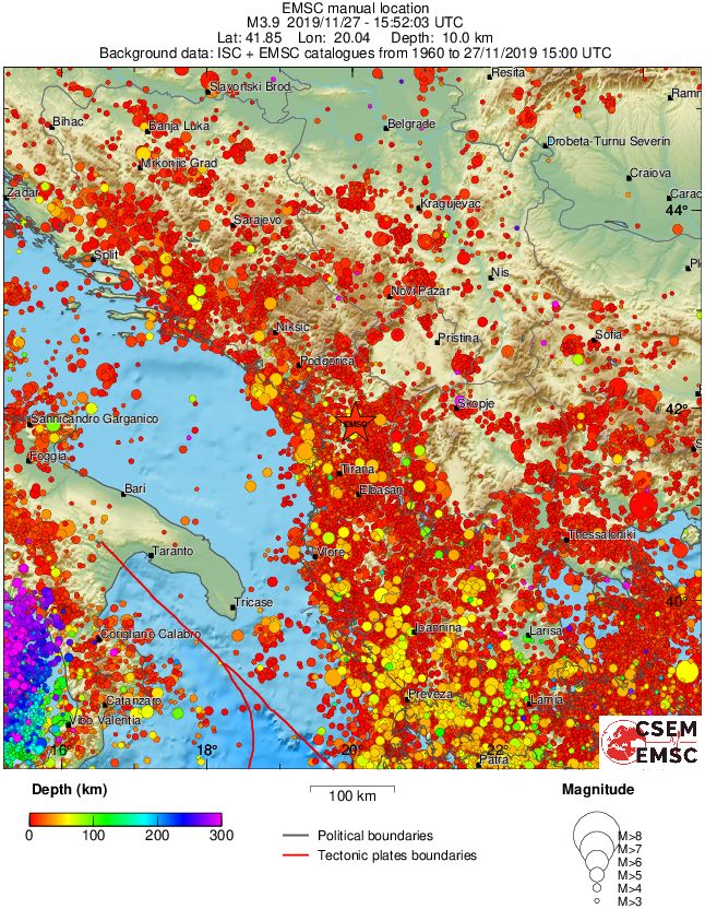 regional depth historical seismicity