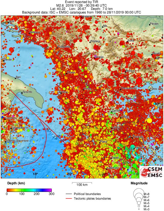 regional depth historical seismicity