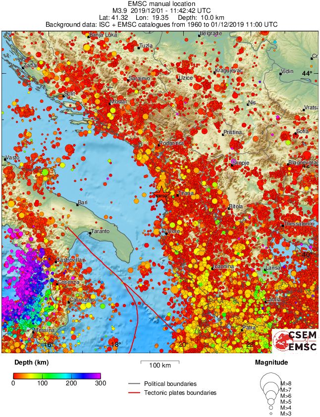 regional depth historical seismicity