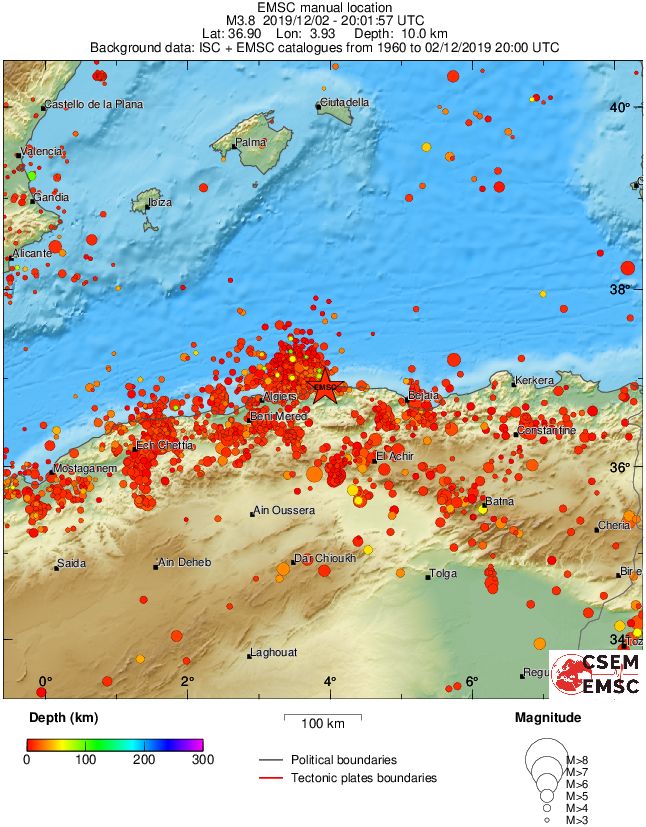 regional depth historical seismicity