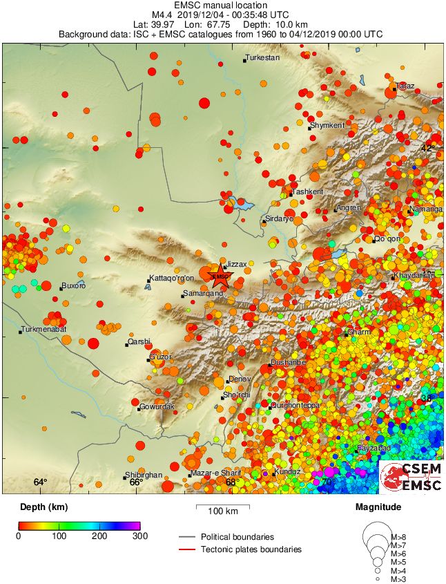 regional depth historical seismicity