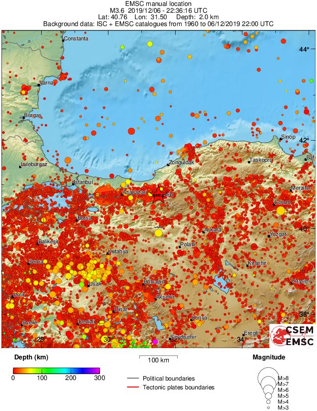 regional depth historical seismicity