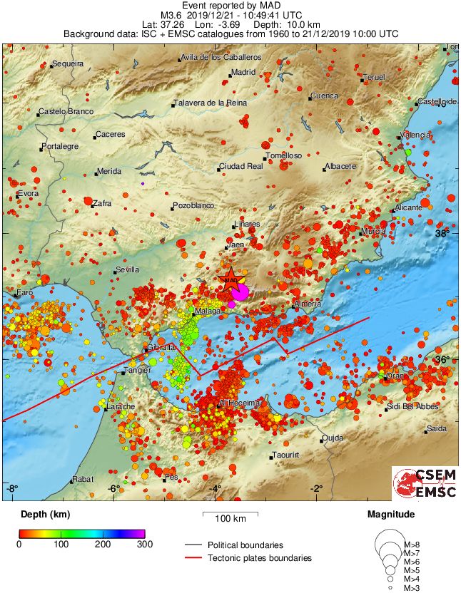 regional depth historical seismicity
