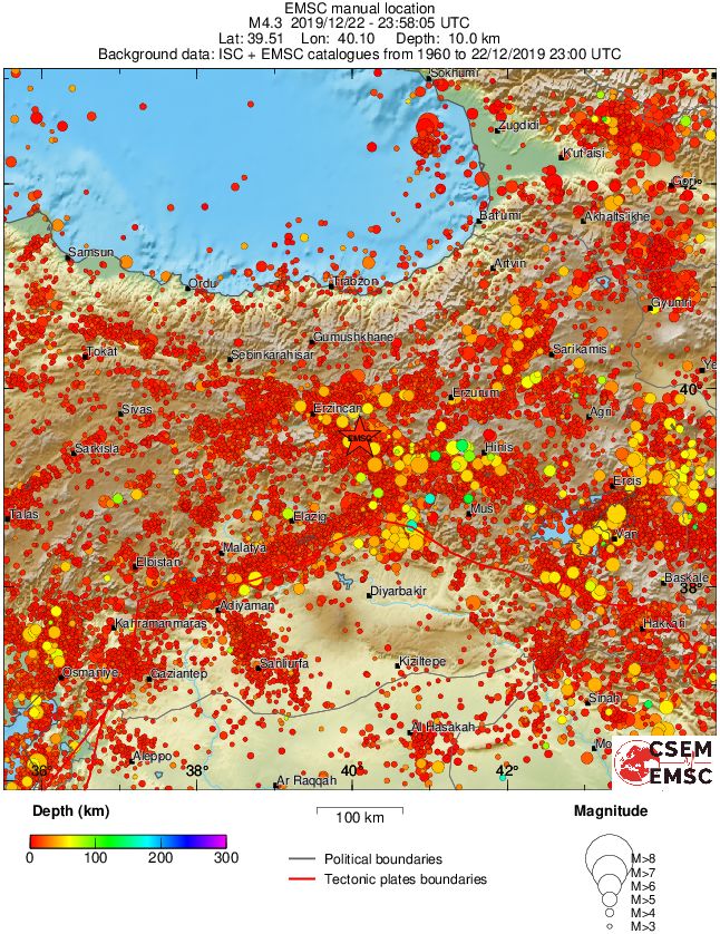 regional depth historical seismicity