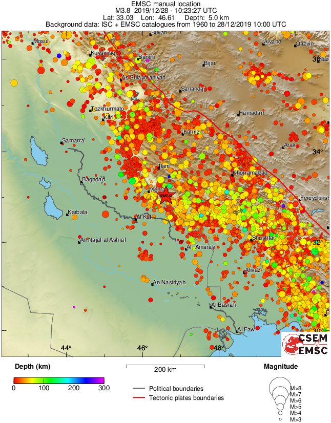regional depth historical seismicity
