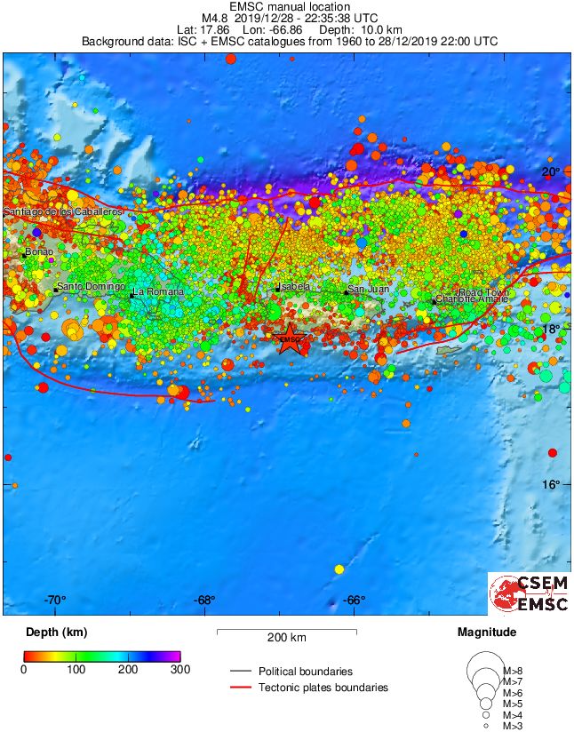 regional depth historical seismicity