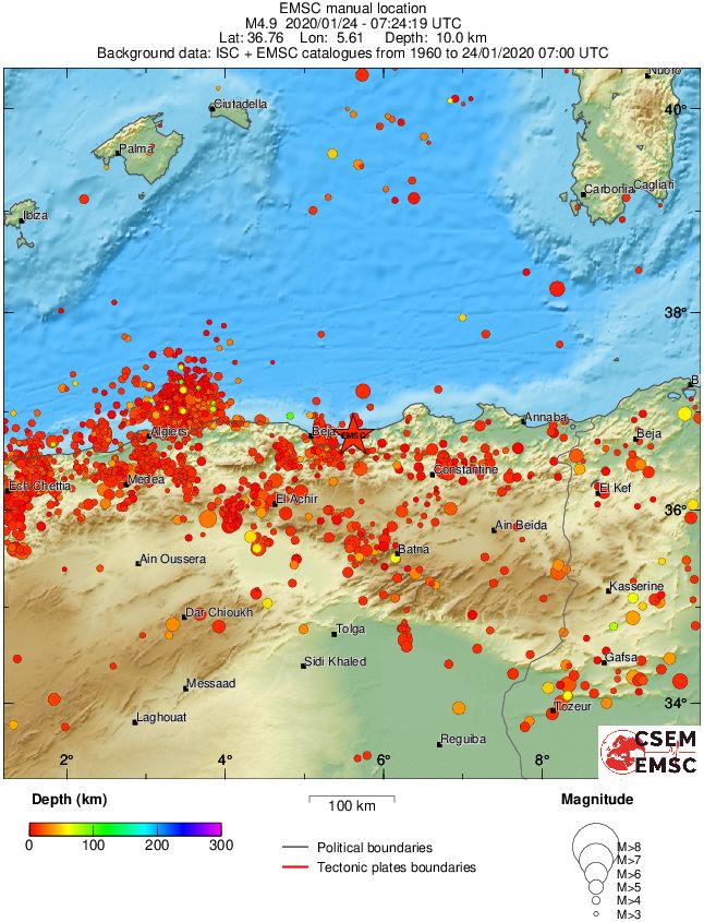 regional depth historical seismicity