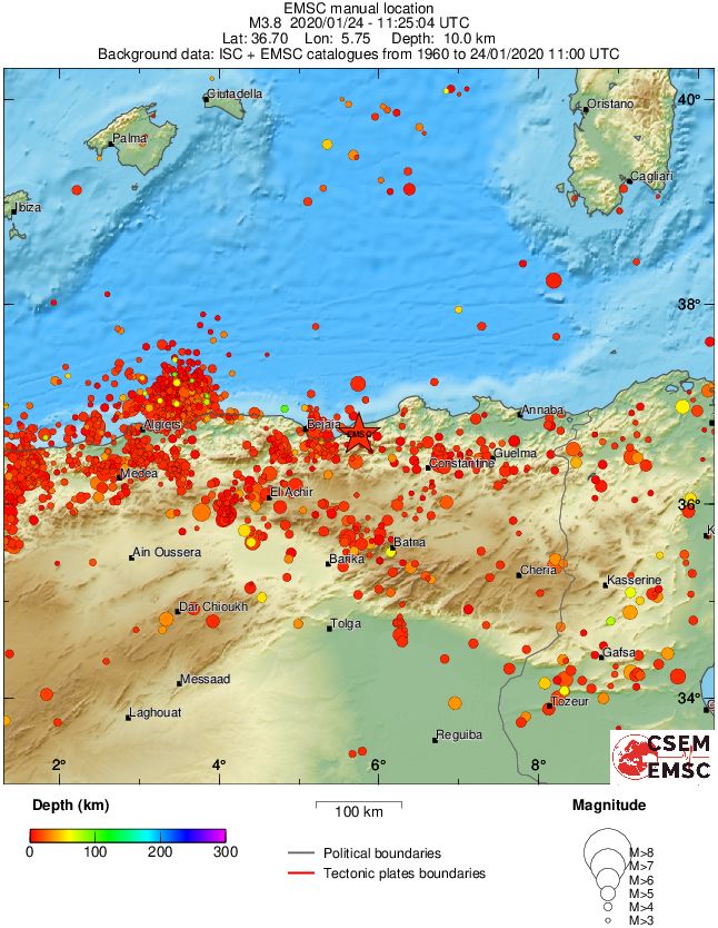 regional depth historical seismicity