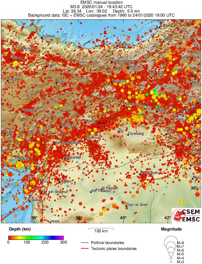 regional depth historical seismicity
