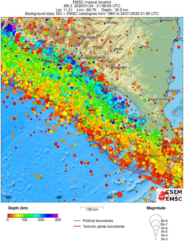 regional depth historical seismicity