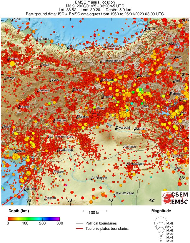 regional depth historical seismicity