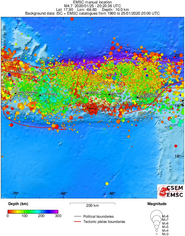regional depth historical seismicity