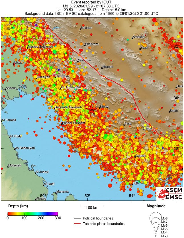 regional depth historical seismicity