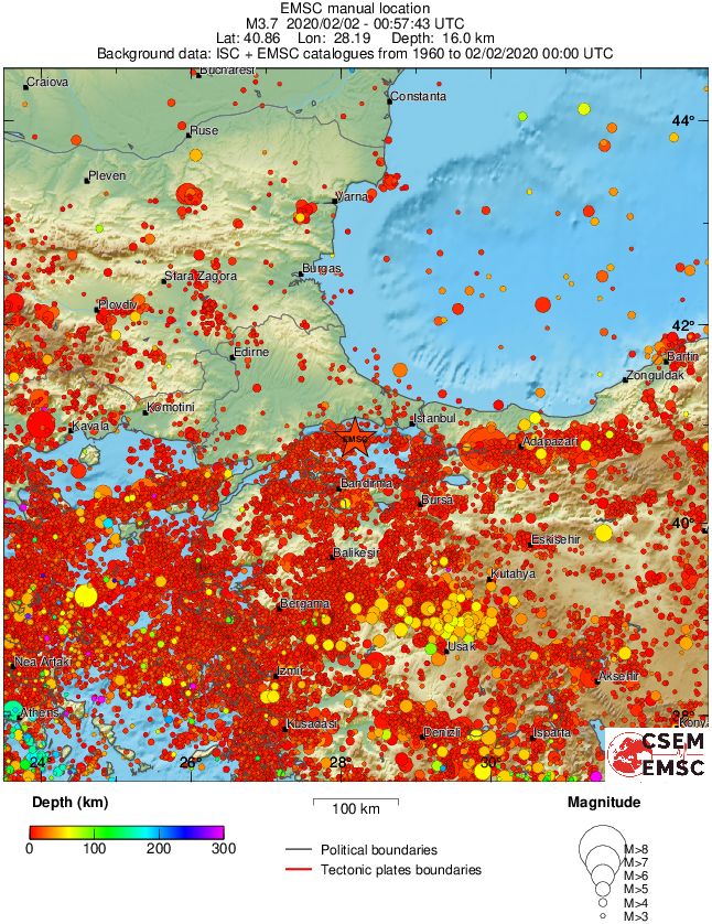regional depth historical seismicity