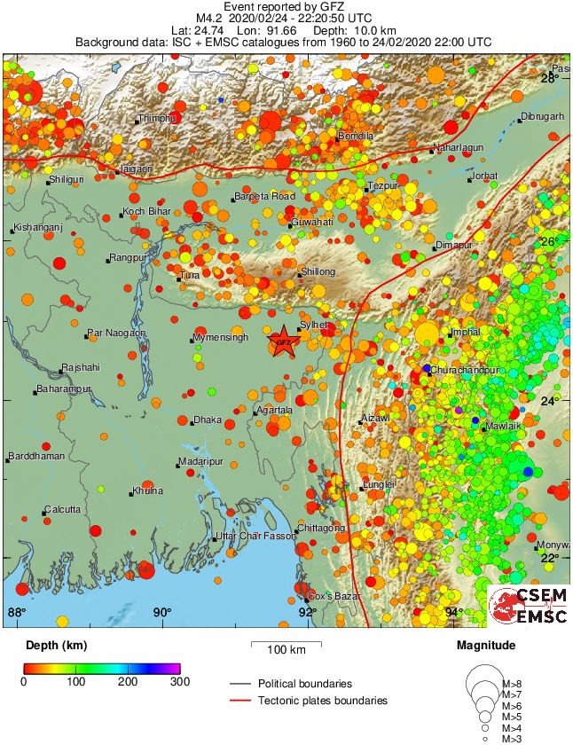 regional depth historical seismicity